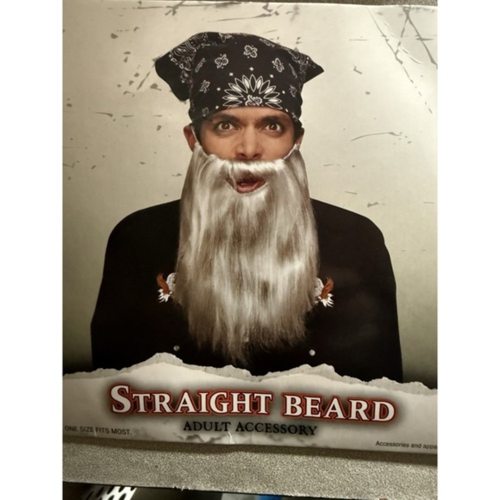 Theater Adult Costume Gray Straight Beard Accessory New In Bag